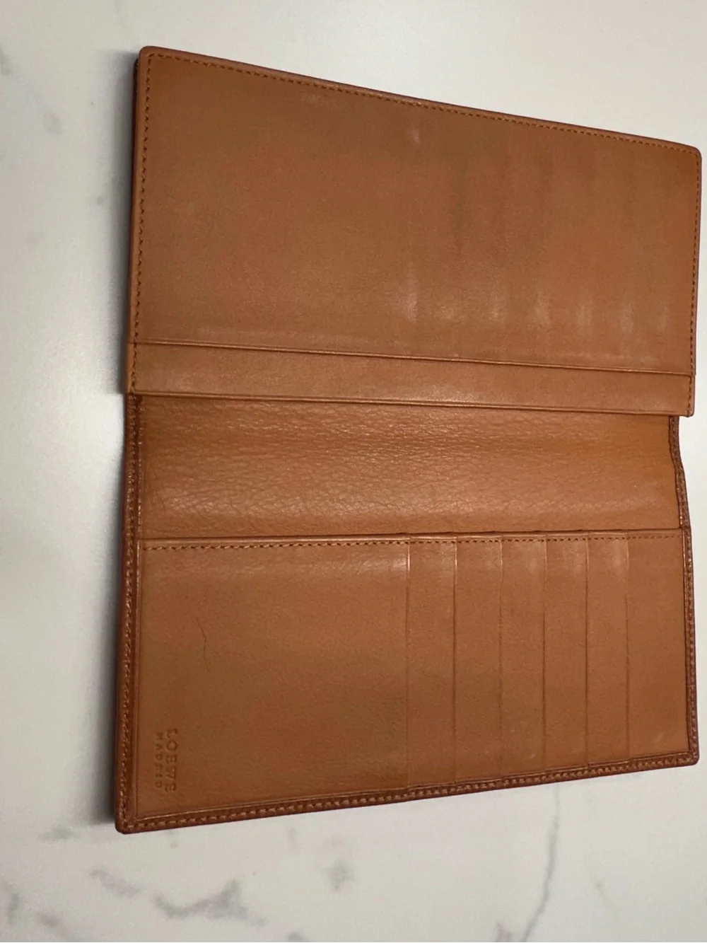 Loewe Madrid Classic Brown Textured Wallet Refined Organizer + Dust Bag + COA